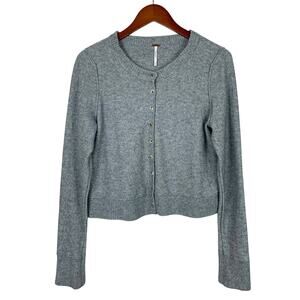 Free People Nocturnal Cardigan Sweater Grey Wool Cashmere Button Front Womens XL